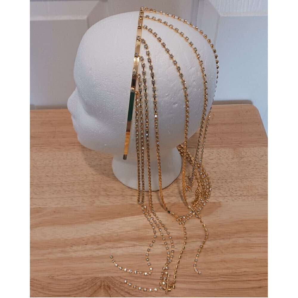Fringe Rhinestone Headband In Gold - Picture 8 of 9